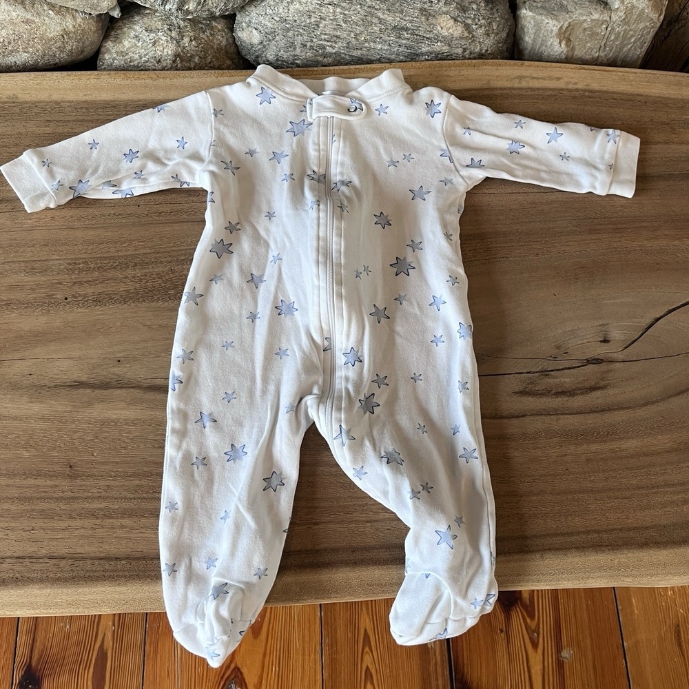 Nellapima Blue Stars Print One Piece Footie Sz 3-6 M Pima Cotton Footed Pajamas